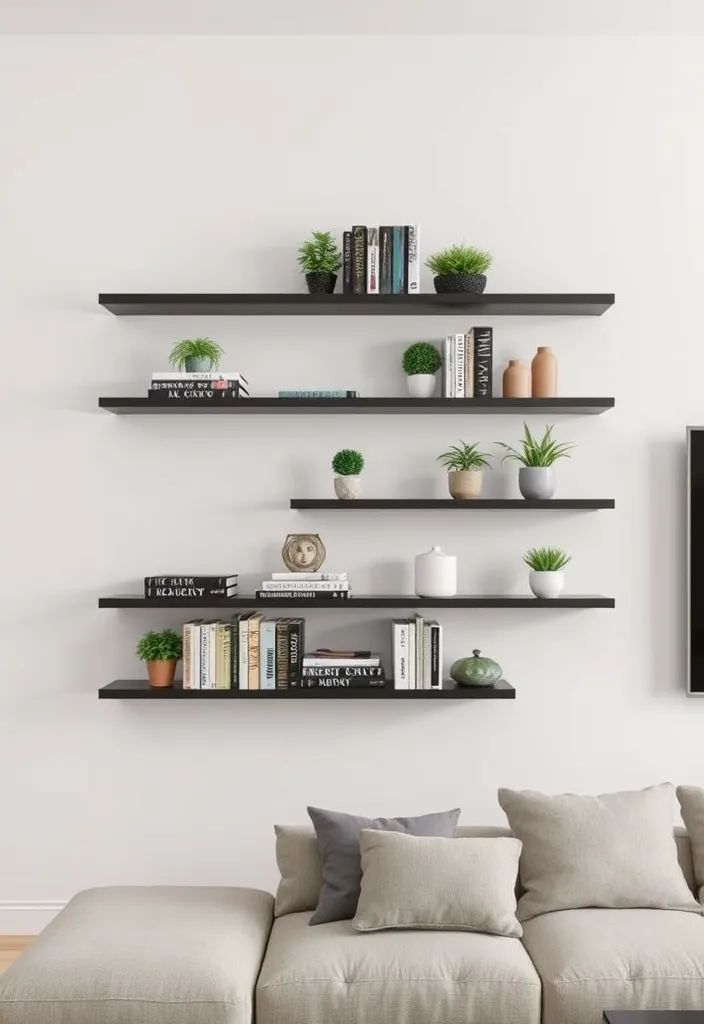 Set of 5 Modern Wooden Floating Shelves β 3x 100cm & 2x 80 cm