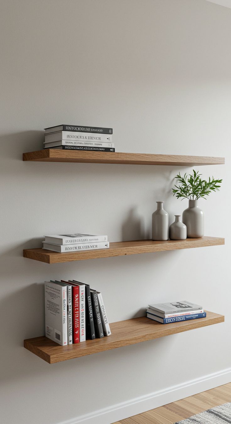 Set of 3 Modern Wooden Floating Shelves – 60 cm Width