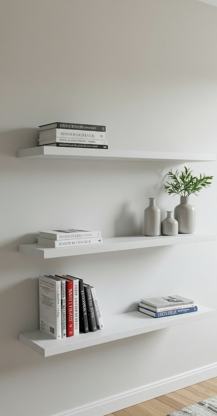 Set of 3 Modern Wooden Floating Shelves – 60 cm Width