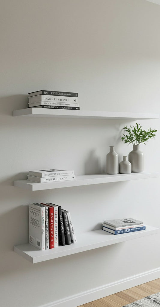Set of 3 Modern Wooden Floating Shelves – 60 cm Width