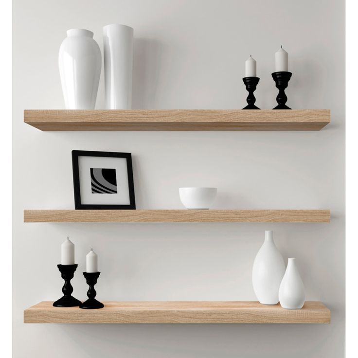 Set of 3 Floating Wooden Shelves – 40cm Wall Mounted Rustic Storage & Display Racks