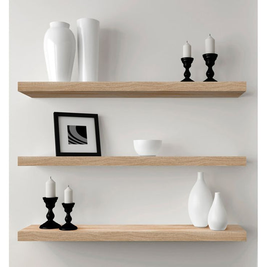 Set of 3 Floating Wooden Shelves – 40cm Wall Mounted Rustic Storage & Display Racks